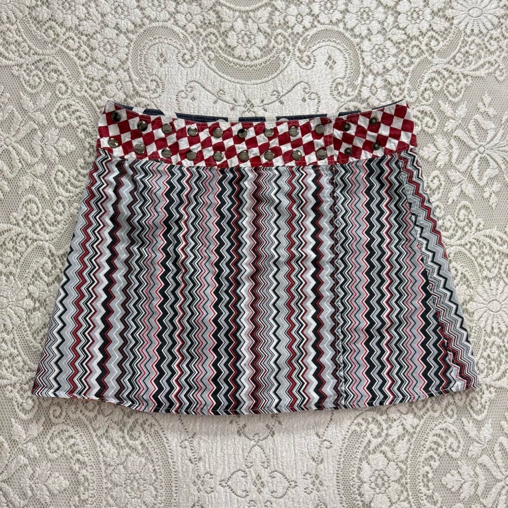 y2k girly grunge funky twee weird‎ girl abstract patchwork reversible mini skirt